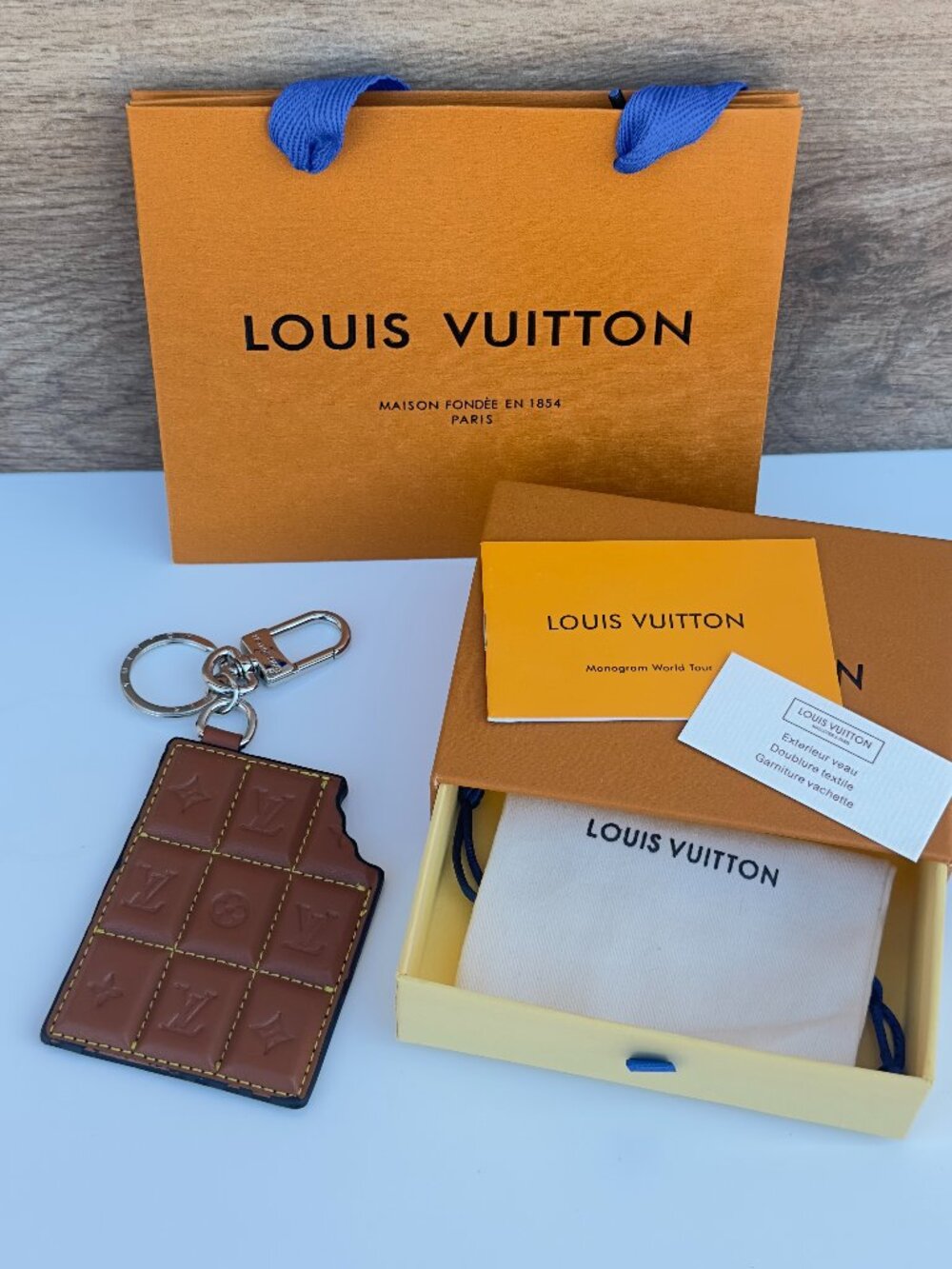 Louis Vuitton Chocolate Bar Key Holder / Bag Charm Keychain - Picture 4 of 4